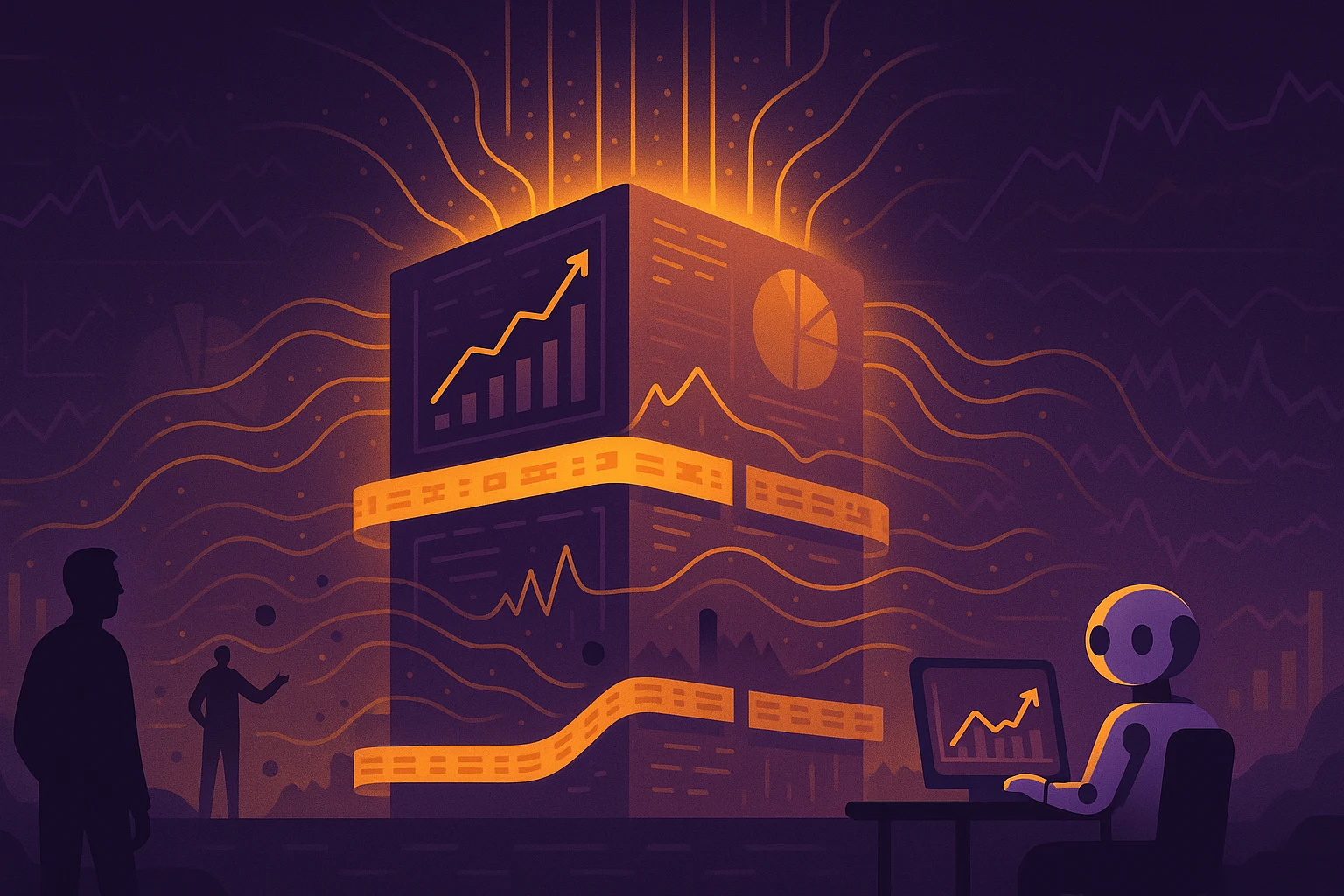Depiction of giant futuristic computer